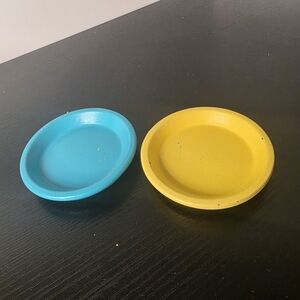 Set of Two Small Decorative Trays - Turquoise & Mustard Yellow